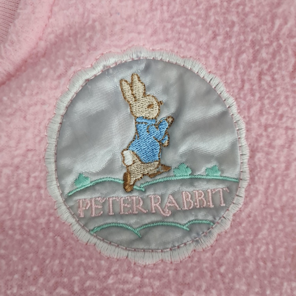 Vintage Beatrix Potter One Piece Baby Newborn Pink Fleece Peter Rabbit Sleeper - Picture 3 of 16